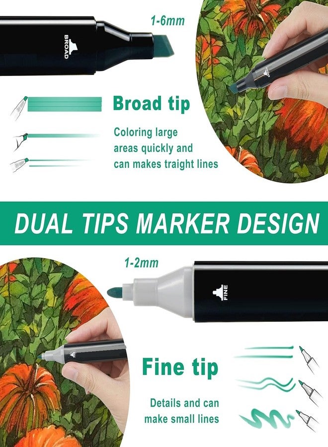 Corslet مجموعة أقلام تلوين كحولية من كورسليت مكونة من 60 قطعة، برأسين عريض ودقيق، مناسبة للرسم والتخطيط والتلوين والتوضيح للكبار، متعددة الألوان (30 × 2). - Image 2